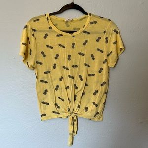Pineapple Print Tie Front Tee